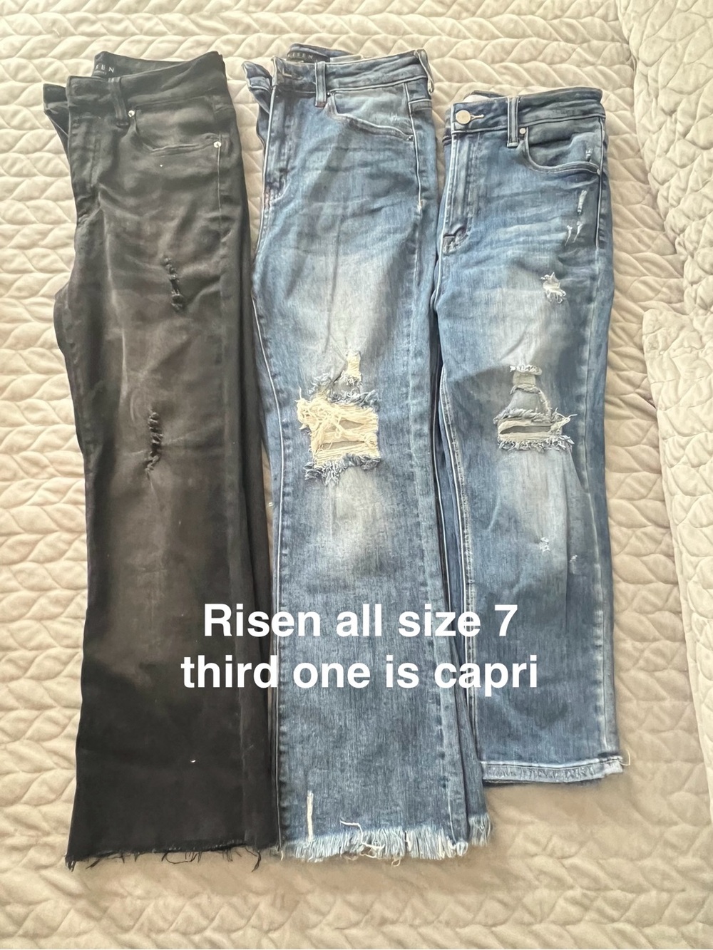 Risen Women's Distressed Jeans - Black and Blue (Size 7)
